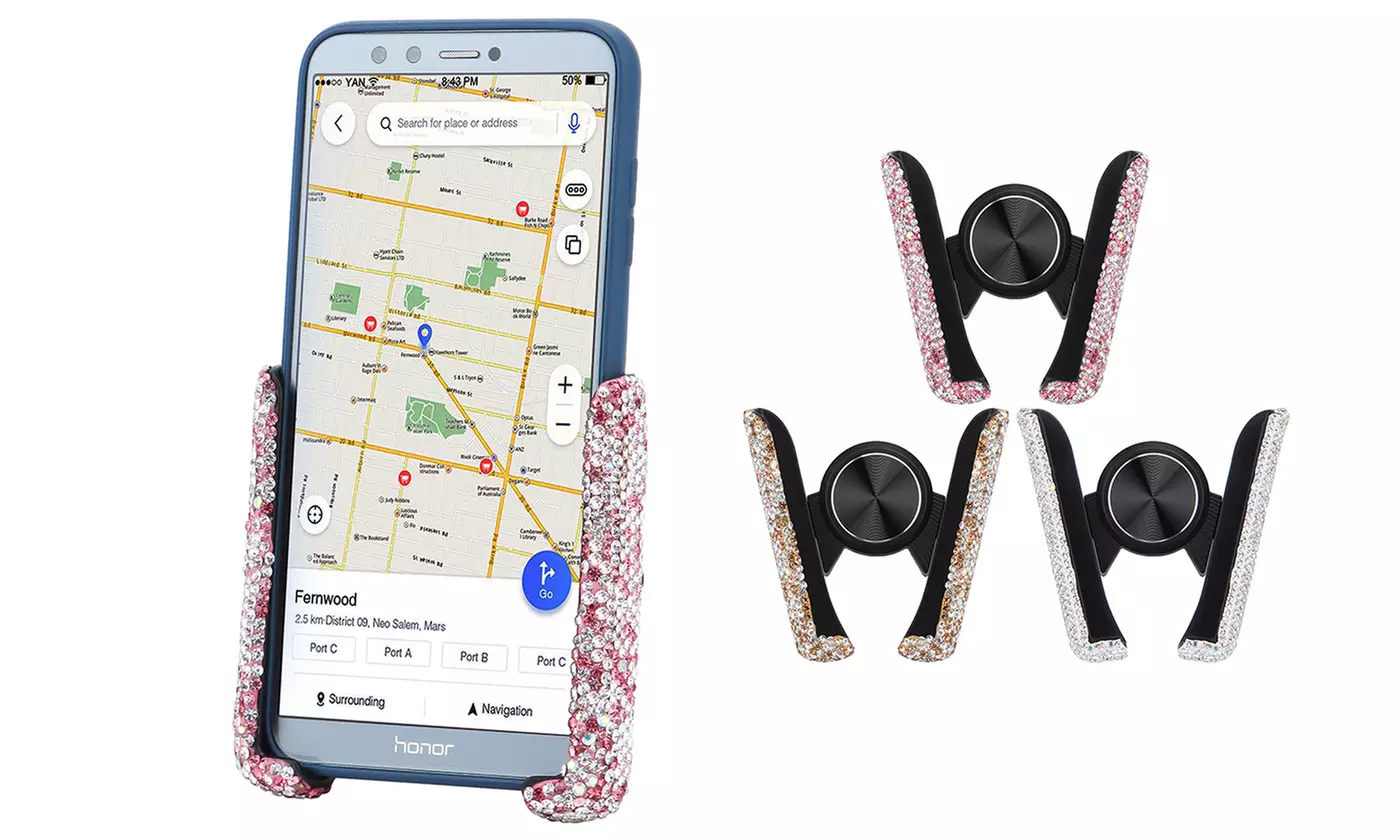 Bling Car Phone Holder Rhinestones Vent Mount Cradles - Primary Image