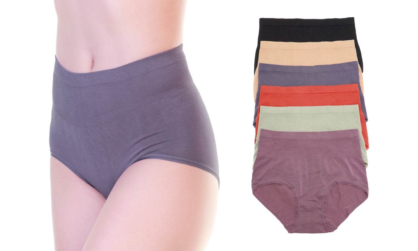 Angelina Women's Seamless Cotton Light-Control Mid-Rise Briefs Panties (6-Pack)