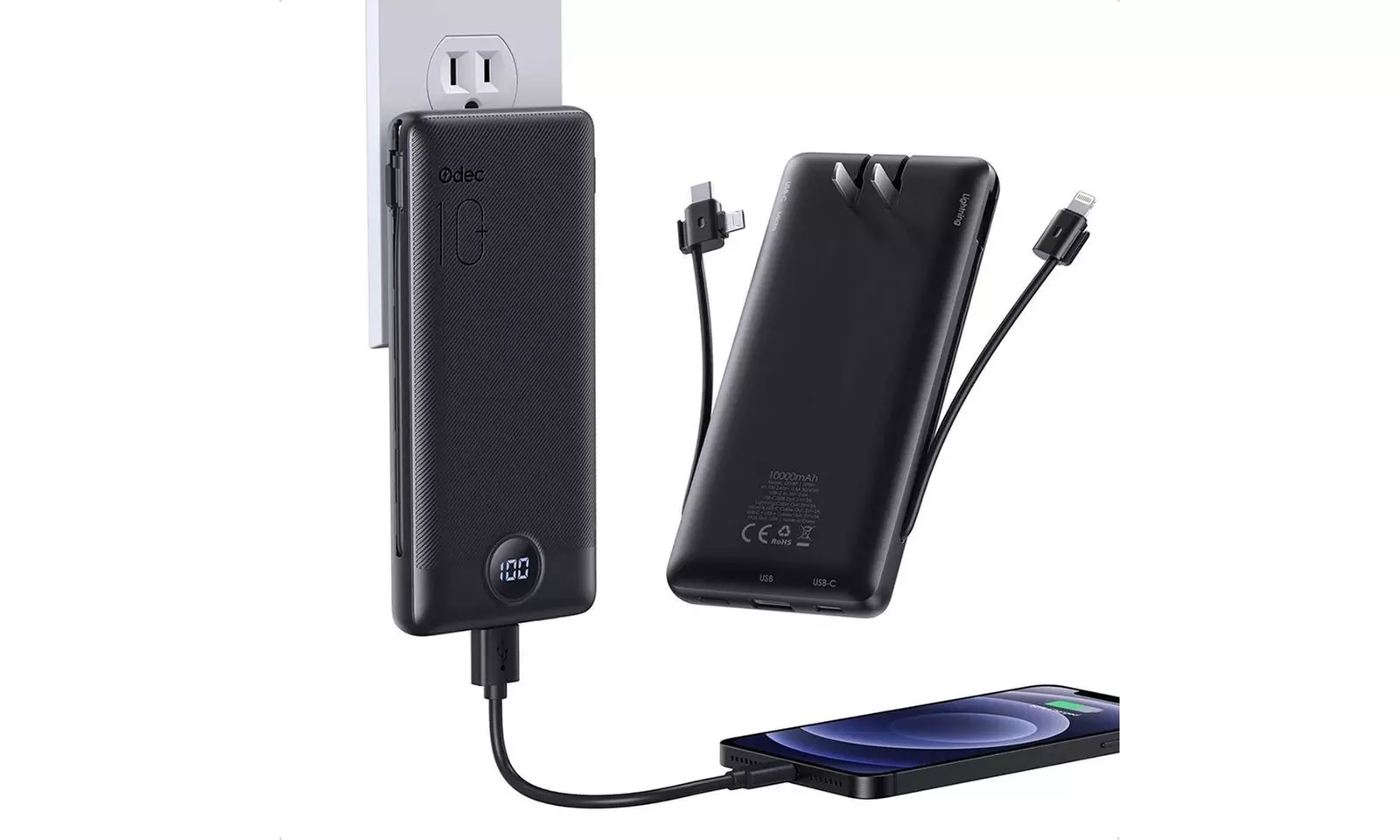 Power Bank 10000mAh Portable USB C Portable Charger 5 Output 2 Input Ultra Slim - Primary Image