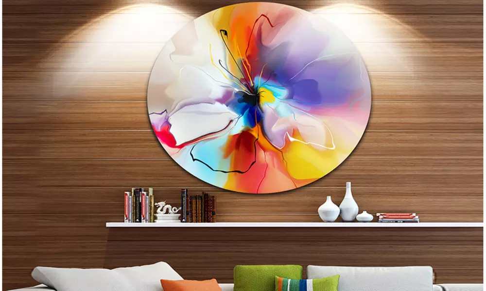 Creative Flower in Multiple Colors' Disc Large Floral Artwork on Metal - Primary Image
