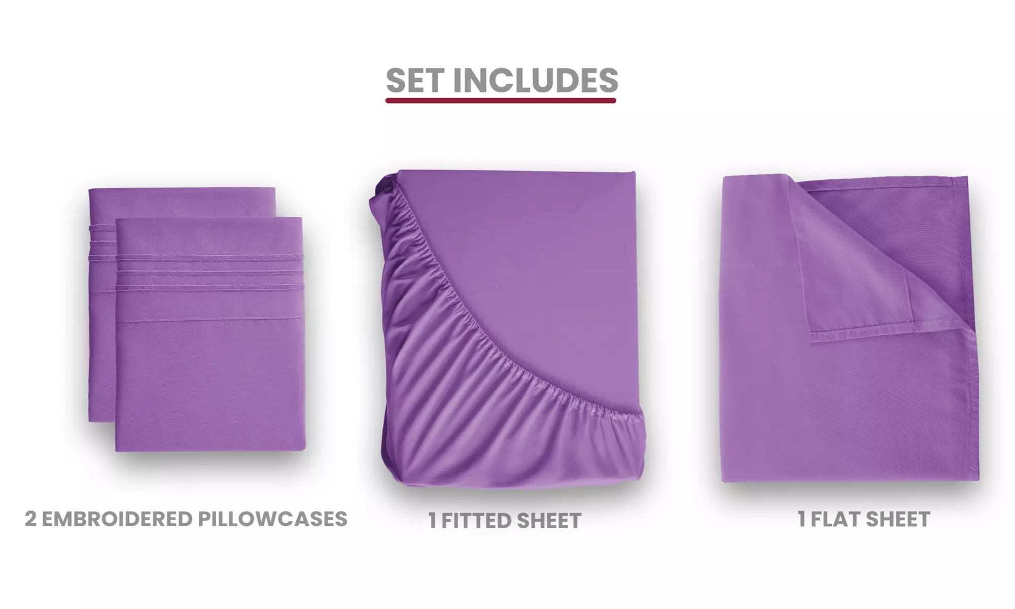 Lux Decor 4Pc Deep Pocket Sheet Set With Embroidered Pillowcases & Giftable Bag