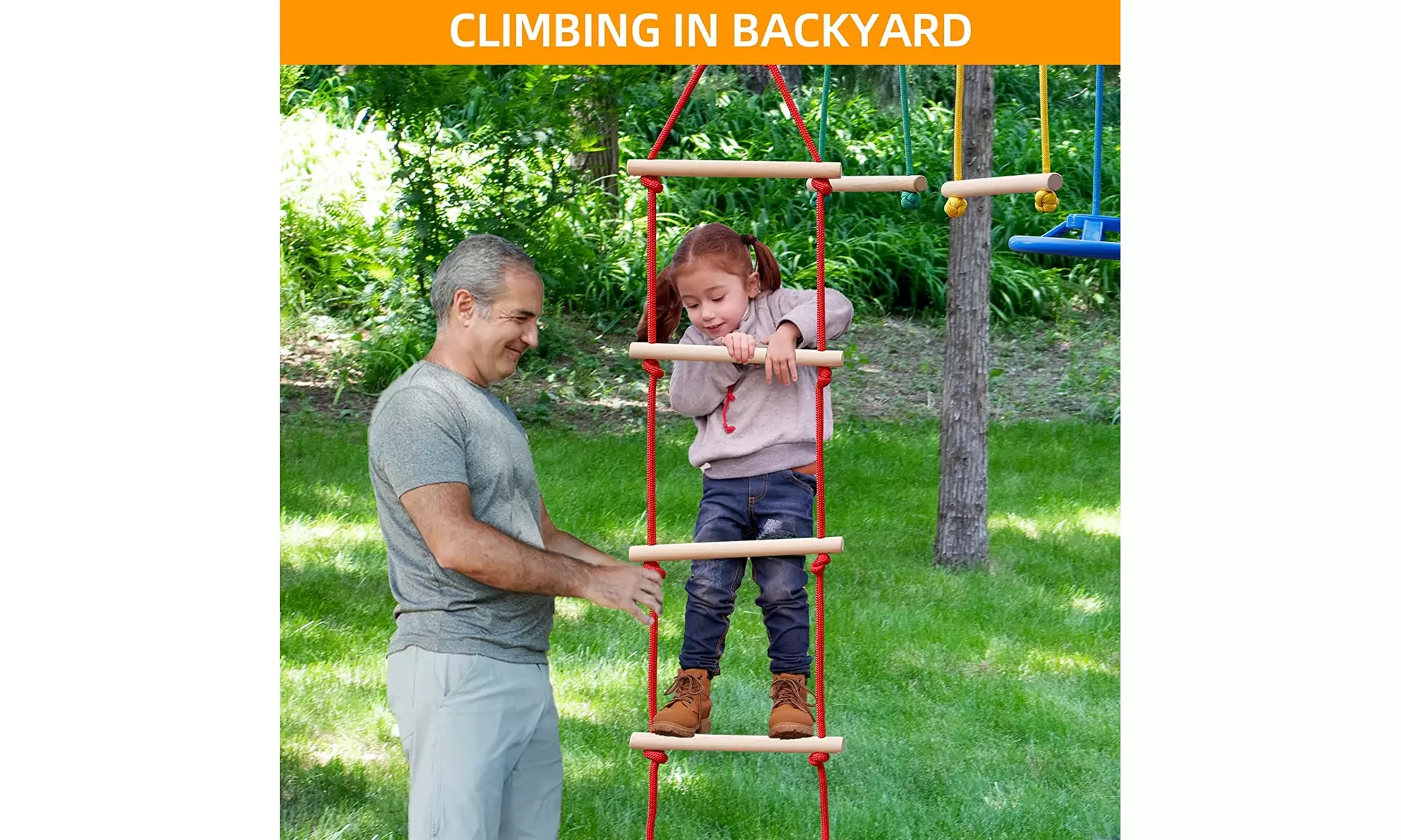Warrior Obstacle Course for Kids-11 Durable Obstacles and 50ft Slackrope - Second Medium