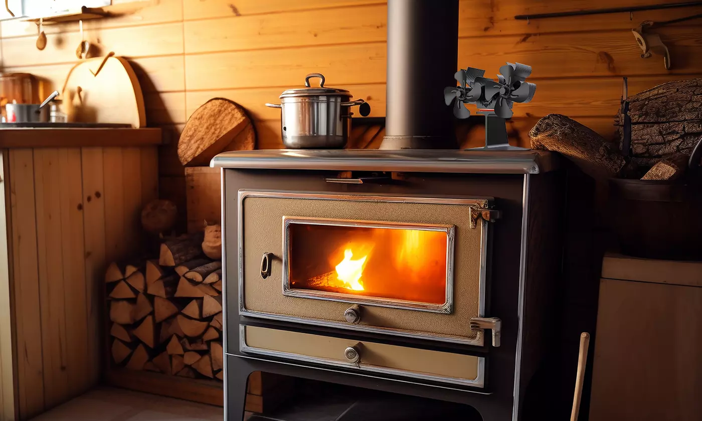 iMounTEK 8-Blade Heat Powered Wood Stove Fan Dual-Head Silent Fireplace Fan