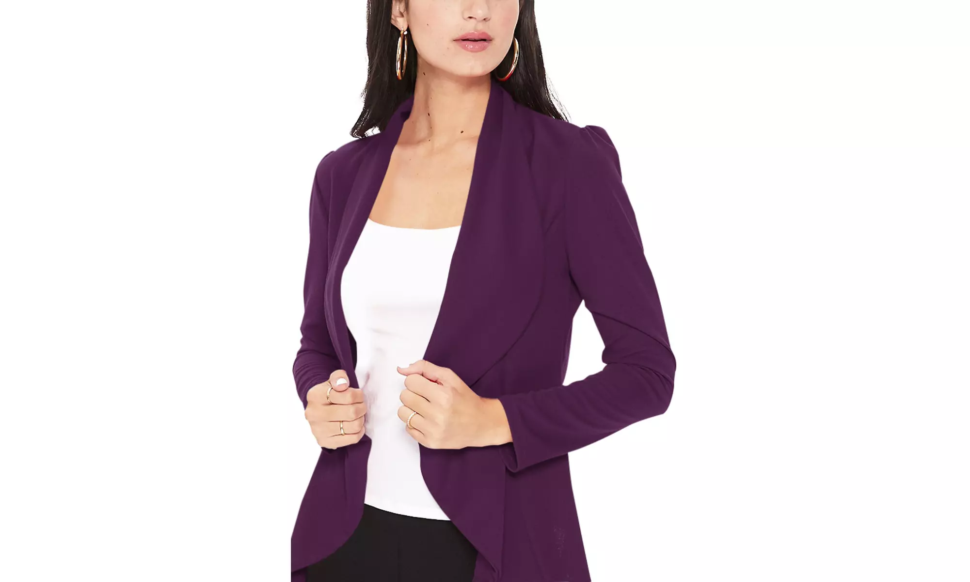Casual Long Sleeves Open Front Office Wear Solid Blazer Jacket S-3XL