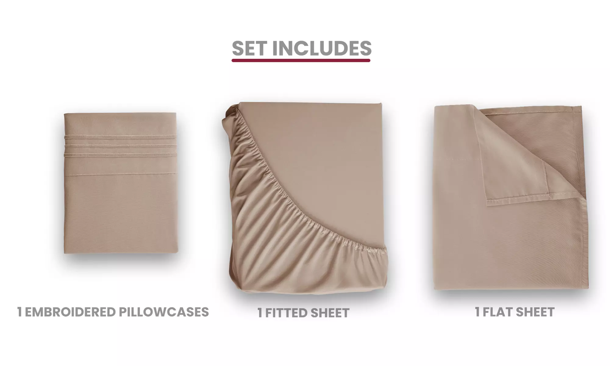 Lux Decor 4Pc Deep Pocket Sheet Set With Embroidered Pillowcases & Giftable Bag