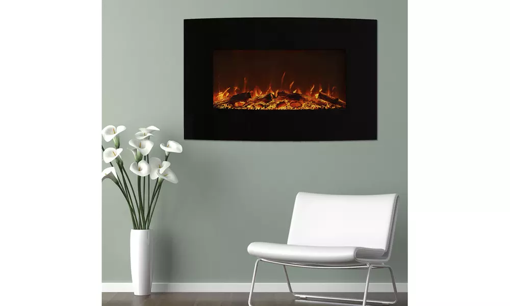 Northwest 36" Curved Color Changing Fireplace Wall Mount Floor Stand - Primary Image