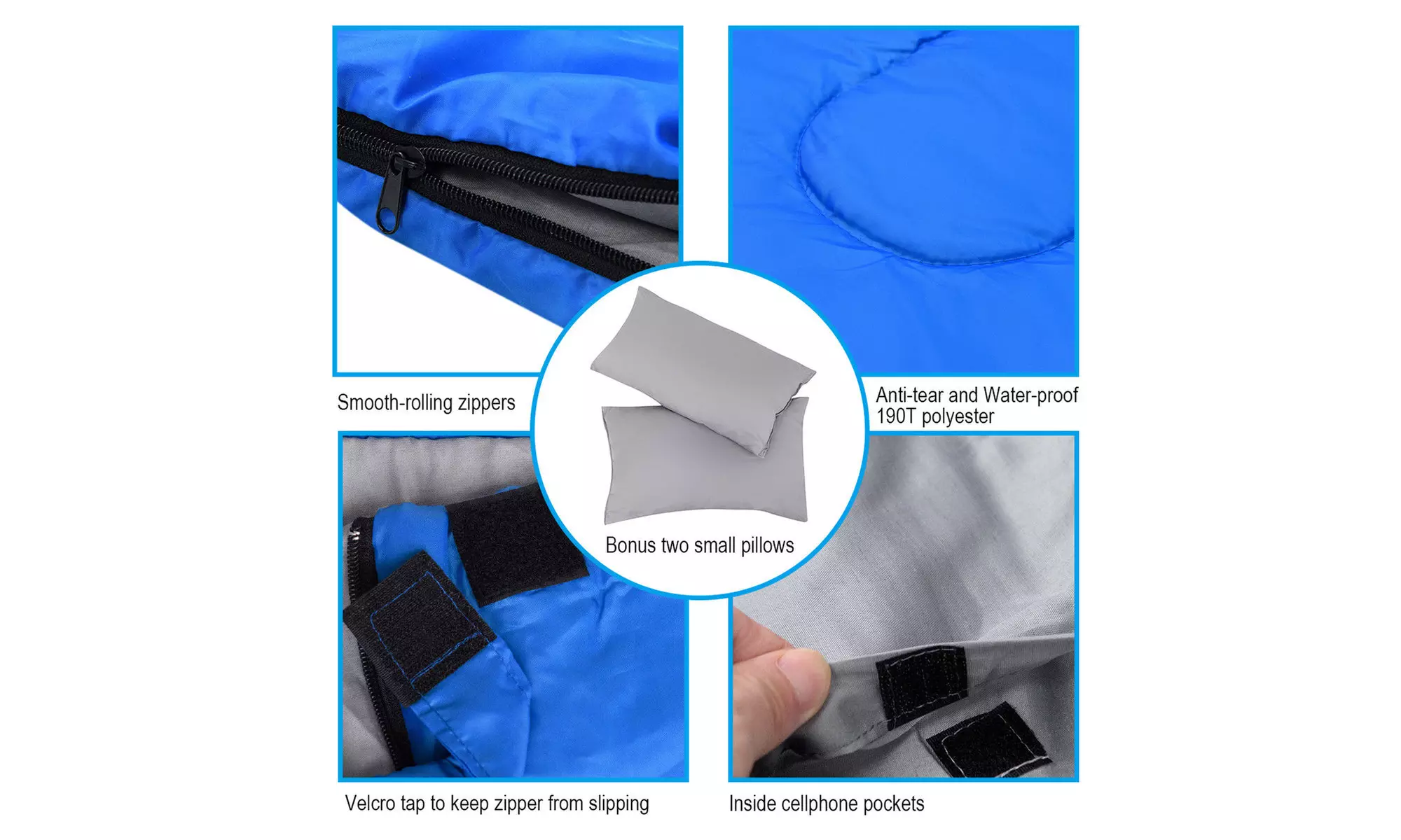 Goplus  Double 2 Person Sleeping Bag Waterproof w/ 2 Pillows Camping 