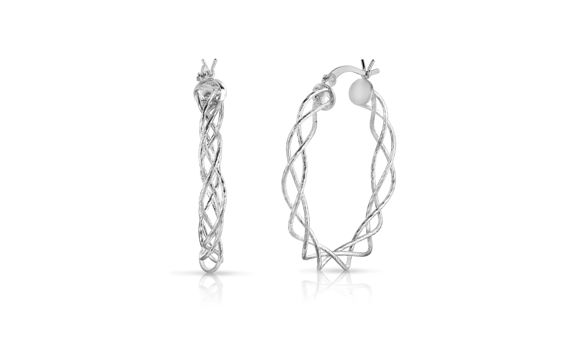 Italian Sterling Silver Braided Hoop Earrings Gold or Rose Gold Option