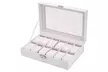 12 Grids Leather Watch Organizer Display Box Storage Case with Glass Lid - Second Medium