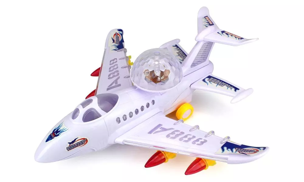 Blue Flame Fighter Jet Battery Operated Kid's Bump and Go Toy Plane - Primary Image