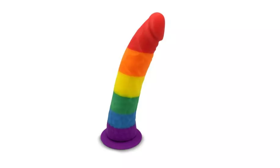 Pride Dildo - The 8" Silicone Rainbow Dildo With Suction Cup - Primary Image