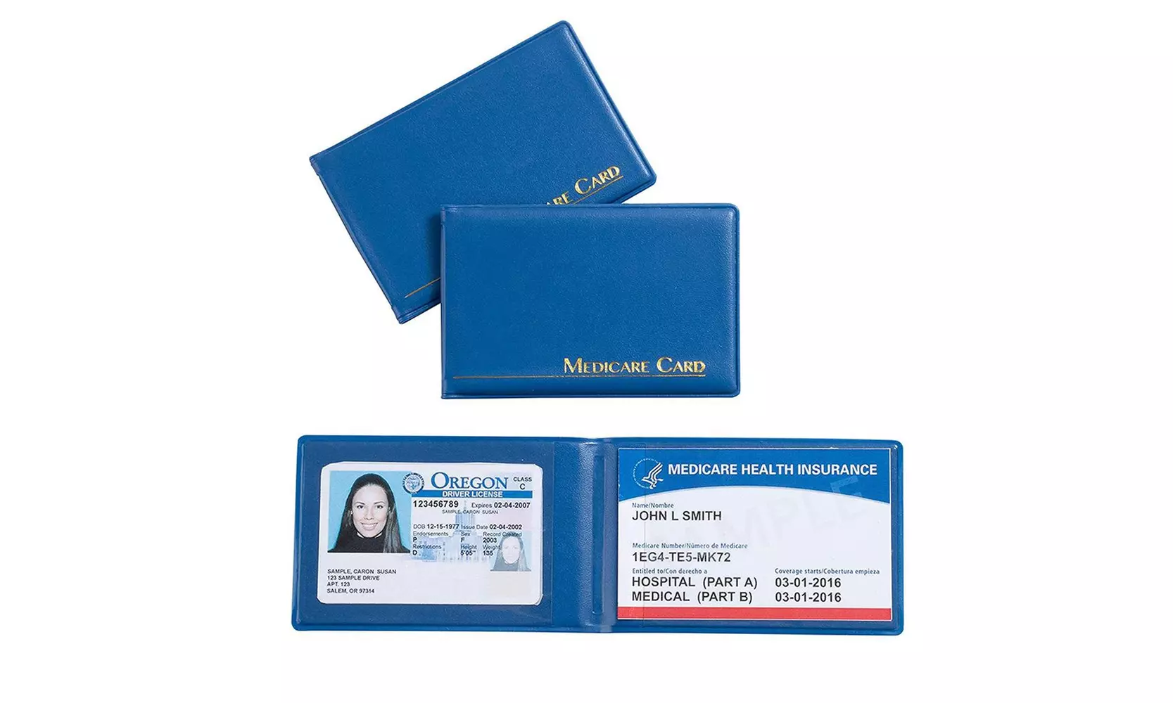 3-Pack Medicare Card ID Holder Protector with 2 Clear Card Sleeves, 3.8" x 2.5" - Primary Image