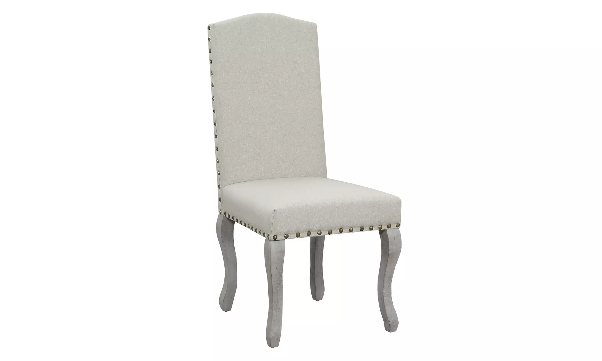 Button Tufted Victorian Nail Head Accented Beige Dining Chair - Set of 2 - Primary Image