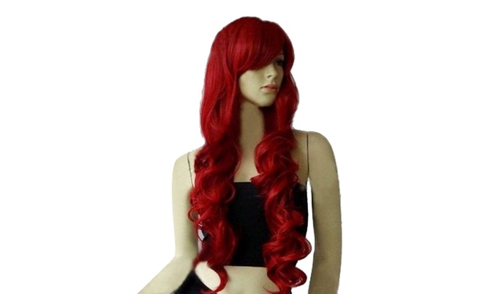 dark red curly wig