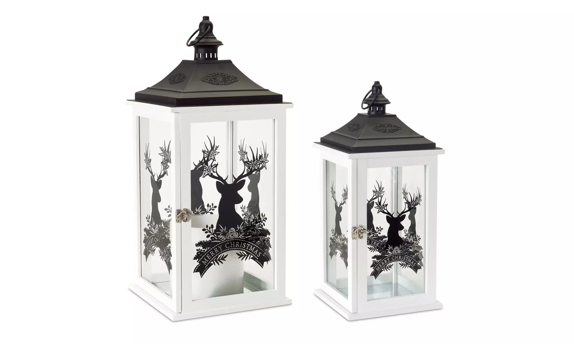 Merry Christmas Lantern (Set of 2) 17.5"H, 22.75"H Wood - Second Medium