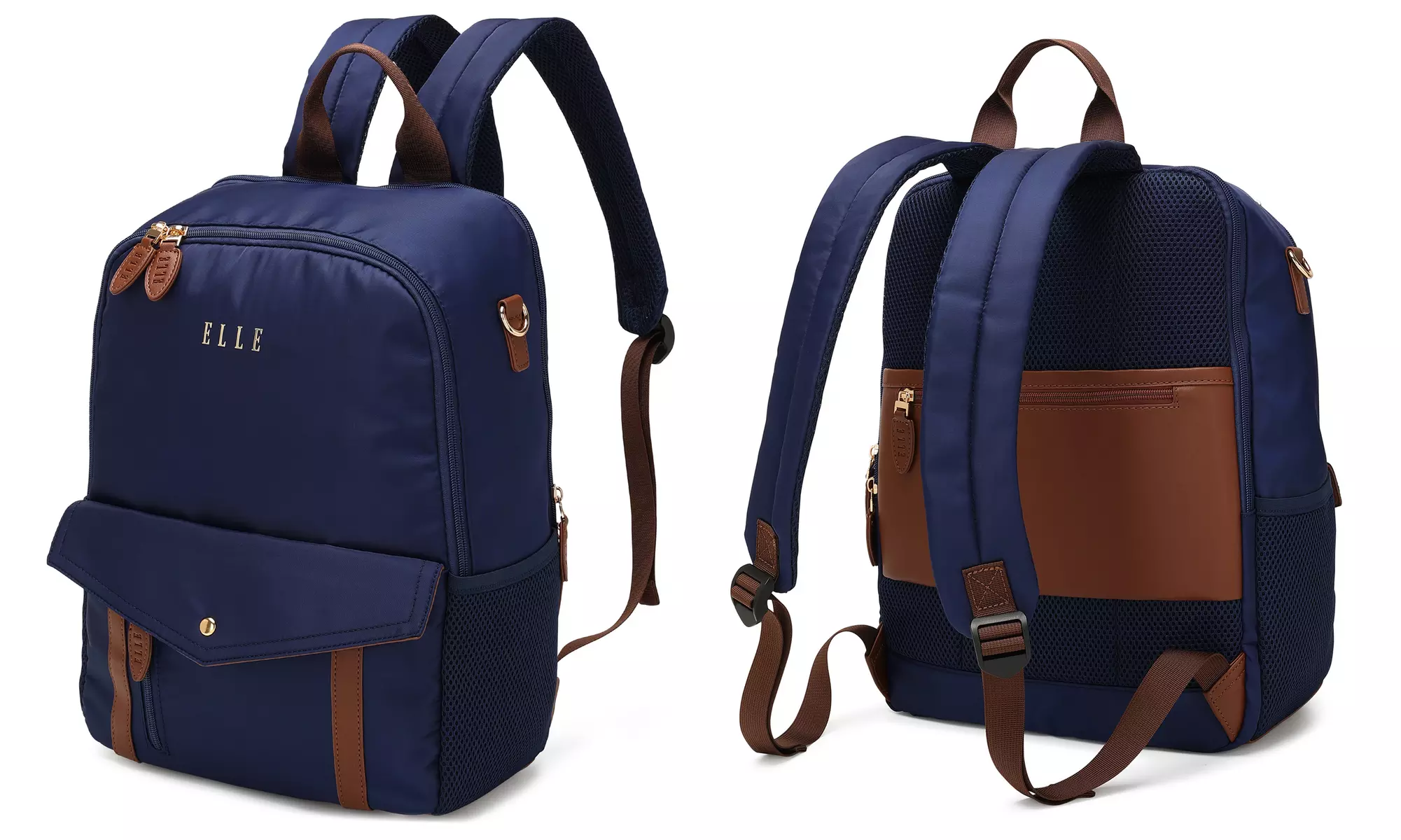 ELLE Luxe Journey 18L Twill and Vegan Leather Backpack - Second Medium