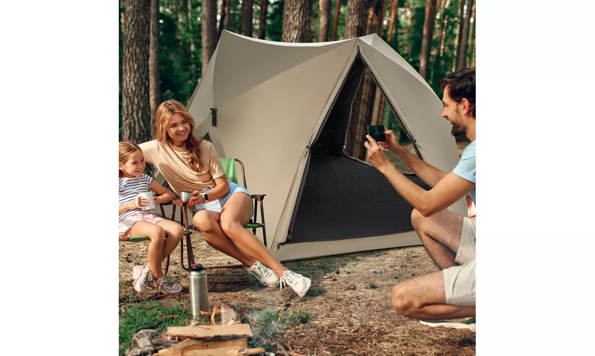 Costway Pop-up Camping Tent for 4 to 6 People with Rainfly Skylight and 3 Doors