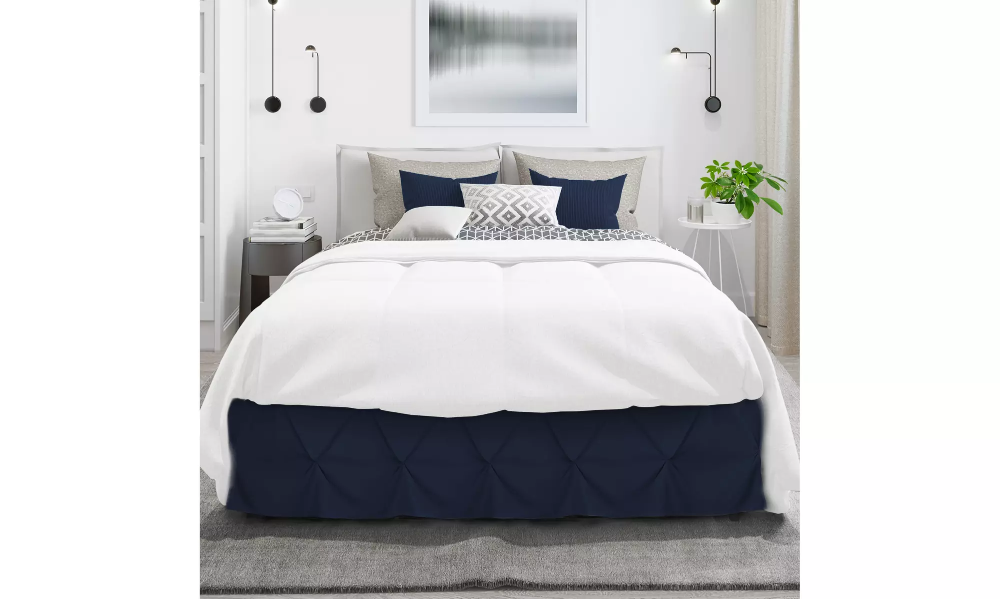Nestl Pinch Pleat Bed Skirt - 14 inch Tailored Drop Pintuck Dust Ruffle
