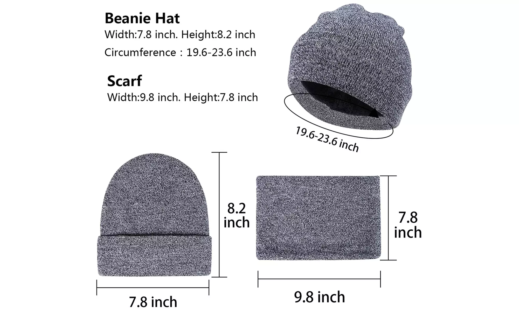 3 PCS Winter Beanie Hat Scarf Touchscreen Gloves for Men Women Knit Scarf Cap