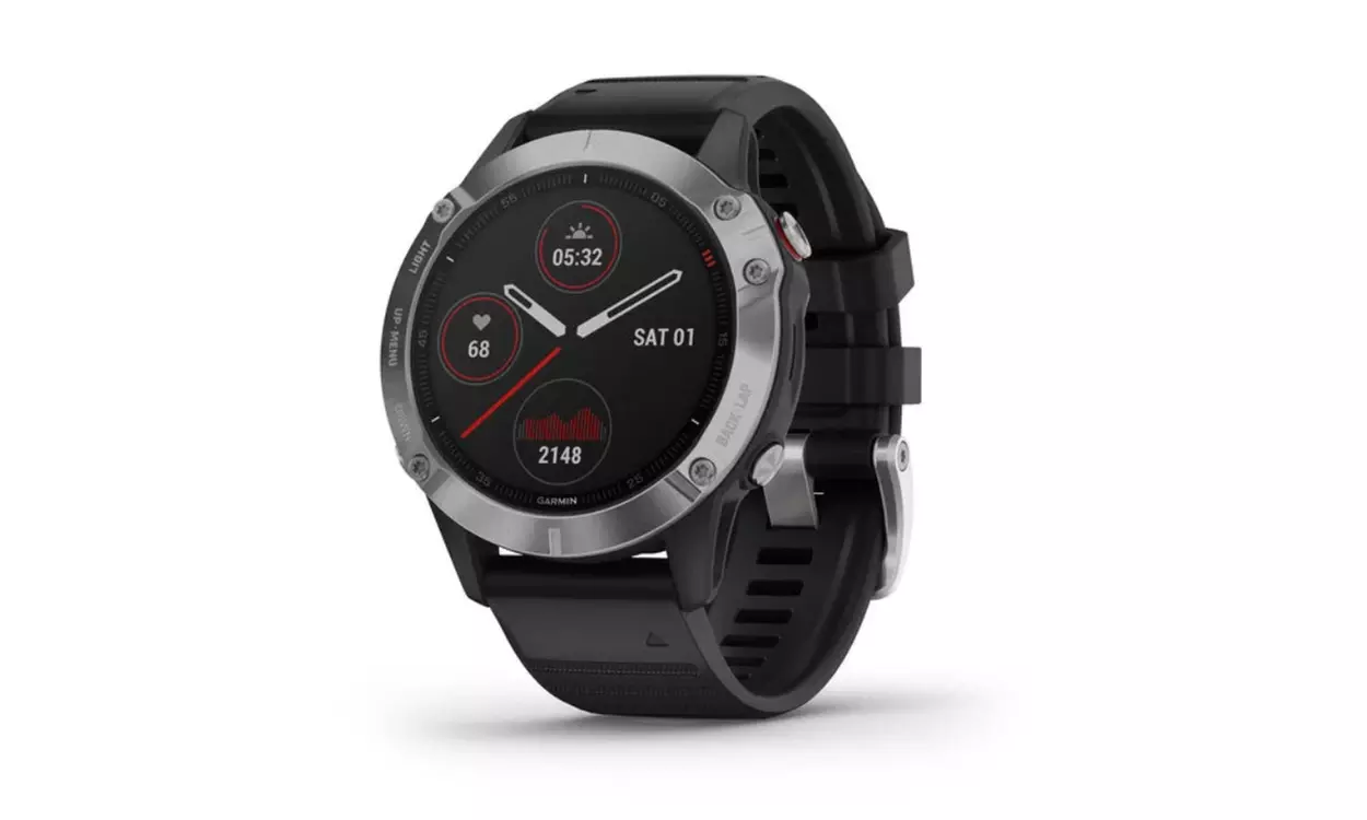 Garmin fenix 6 Multisport GPS Smartwatch (Silver with Black Band) - Primary Image