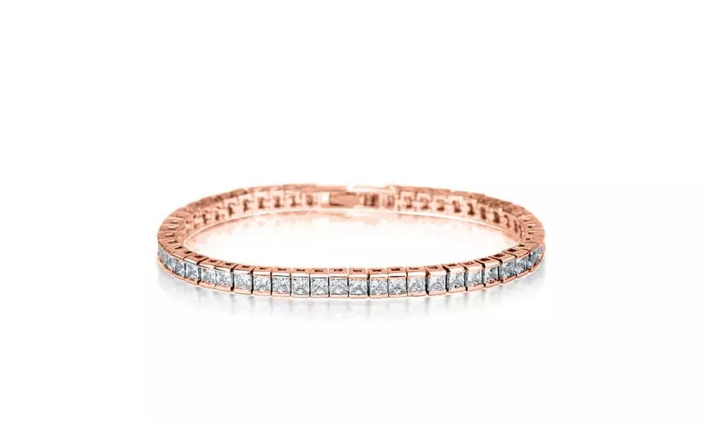 Princess Crystal Tennis Bracelet Made With Crystals From Swarovski - Primary Image