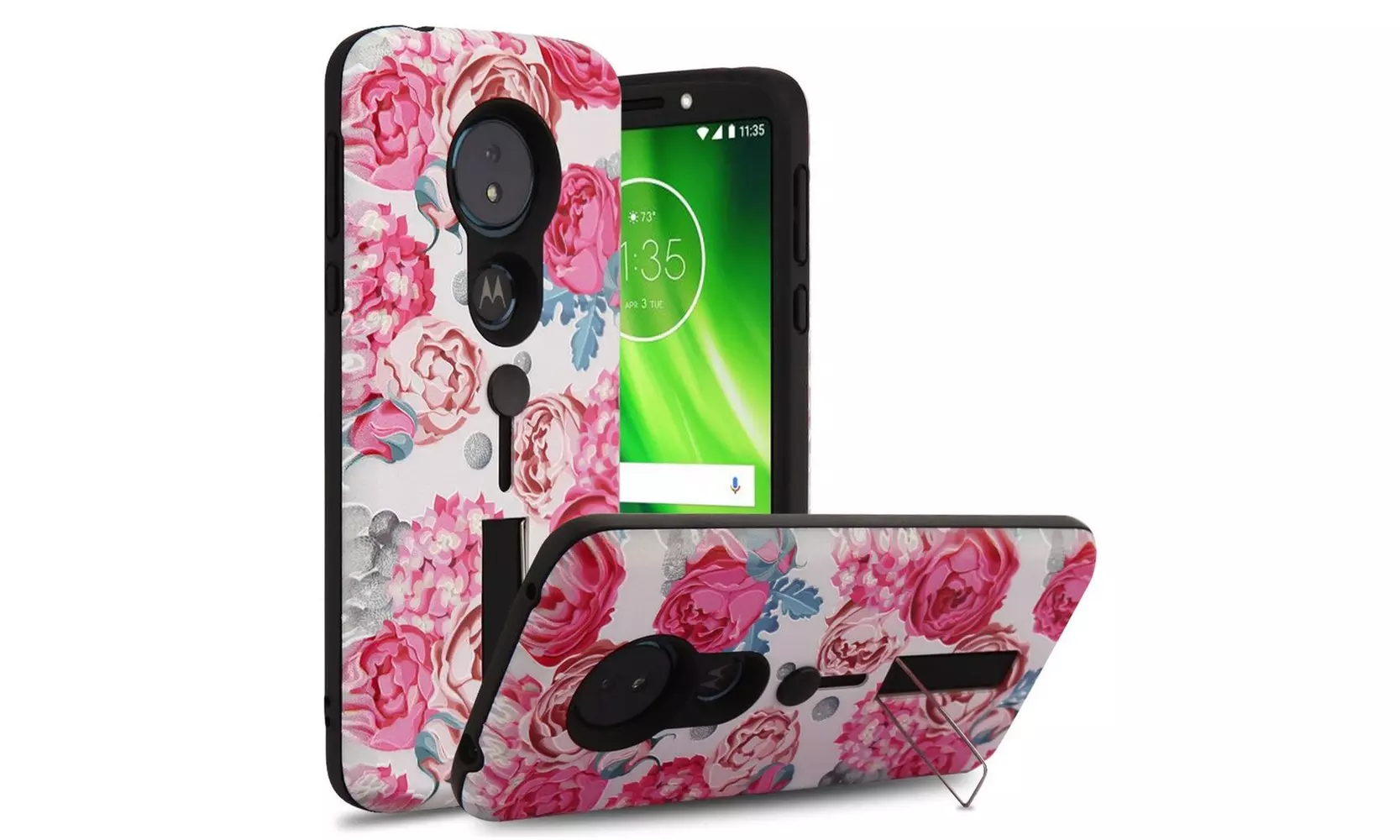 For Motorola Moto G6 Forge/G6 Play Pink Victorian Flower Hard Hybrid Case - Primary Image
