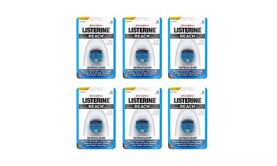 Listerine Ultraclean Dental Floss, Oral Care, Mint-Flavored, 30 Count, Pack of 6 - Primary Image