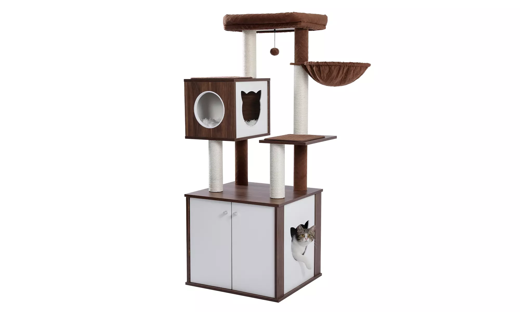 59-inch All in One High Grade Wood Large Closet Modern Cat Tower