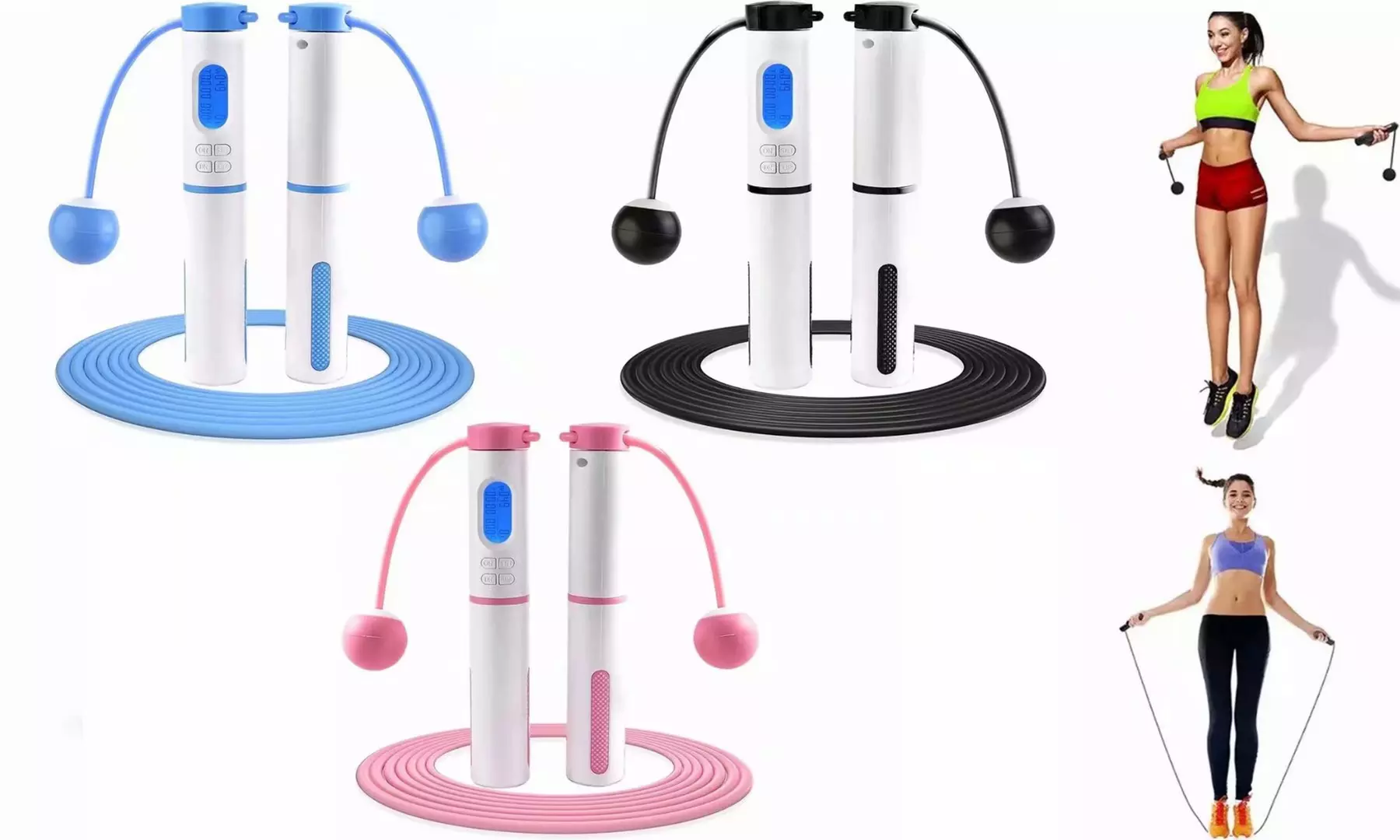 Cordless Weighted Jump Rope- Digital Smart Jump Ropes with Counter - Primary Image