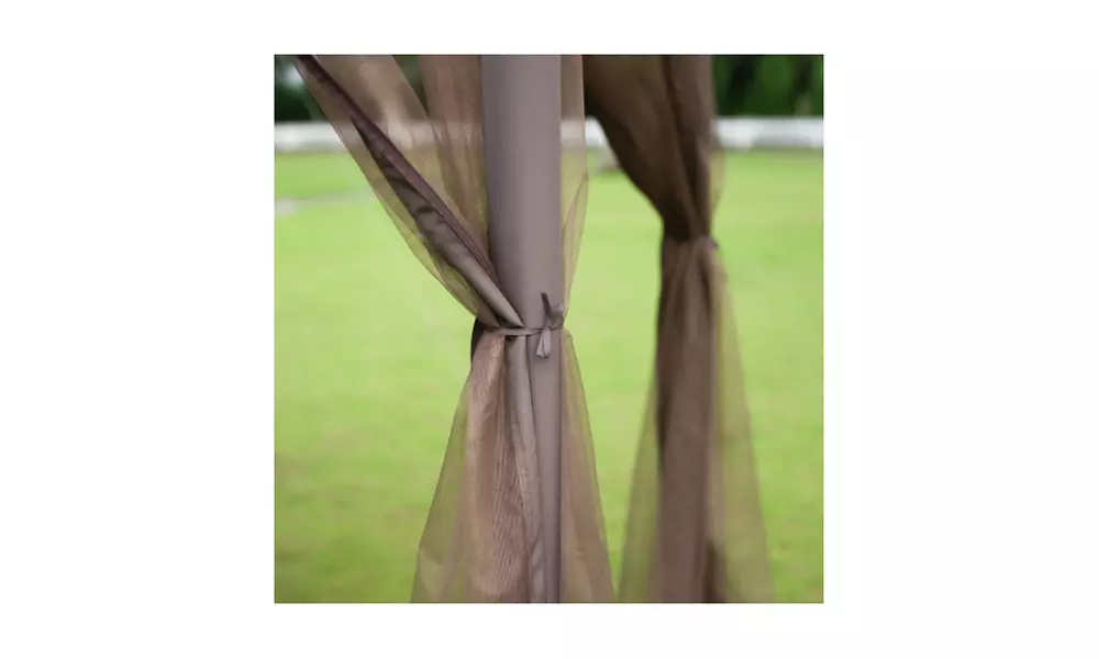 U-style Iron hexagon Patio Gazebo khaki