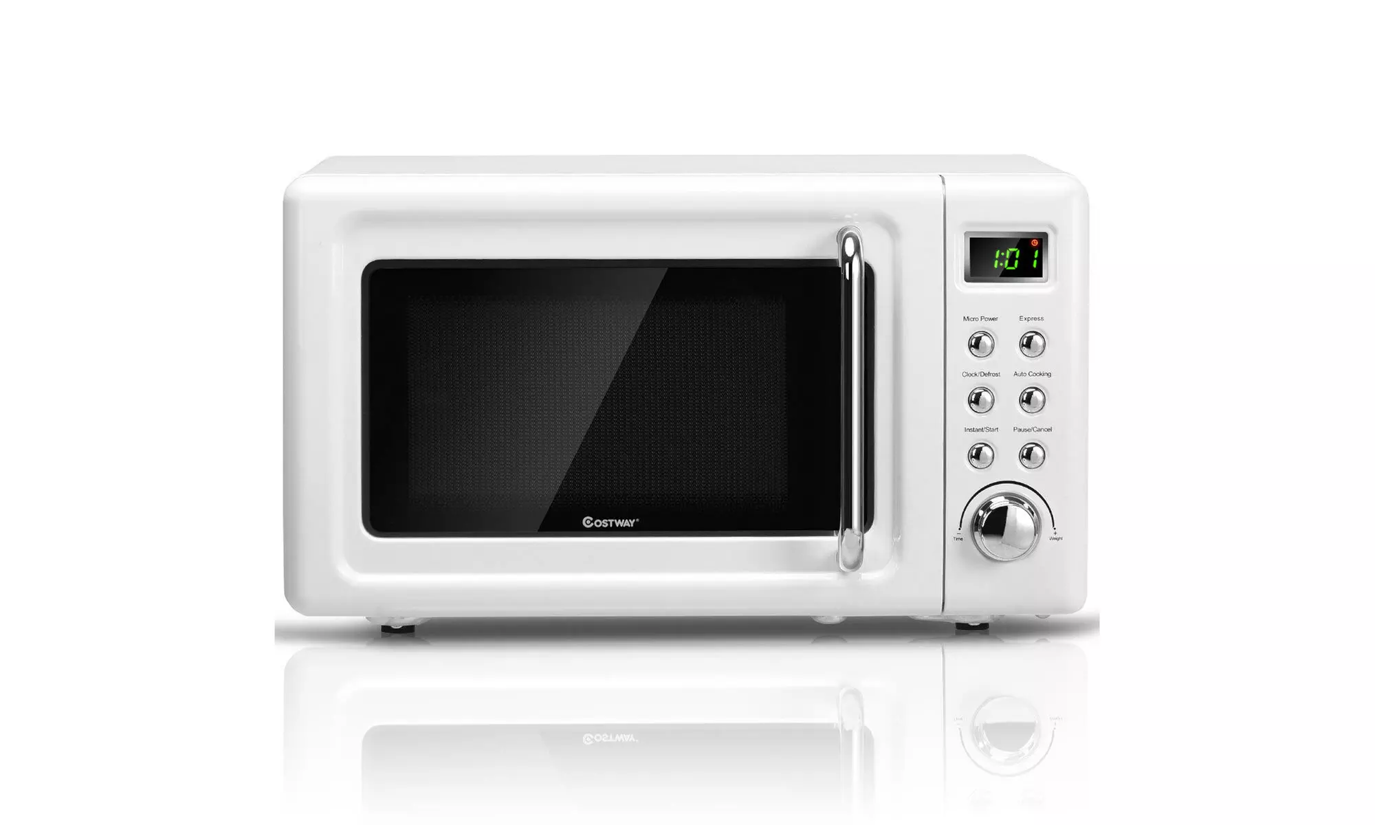 Costway Retro Countertop Microwave Oven 700W LED Display Glass Turntable 2 color - Primary Image