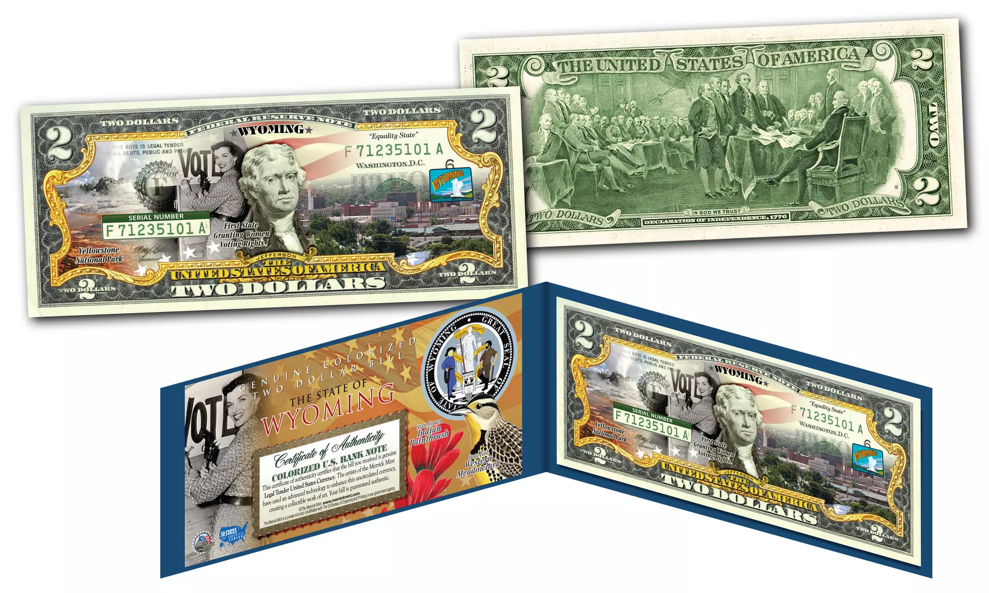 Official Genuine Legal Tender U.S. 2 Dollar Bills Honoring America's 50 States 