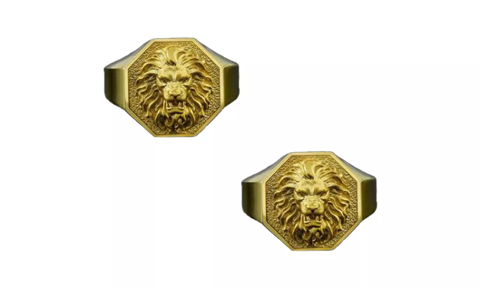 US 2-4 Pack Men Gold Plated Stainless Steel Lion Head of Judah Ring - Primary Image