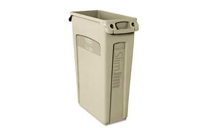 Rubbermaid Comm. Prod. Slim Jim Receptacle W/Venting.Rectangular,23gal