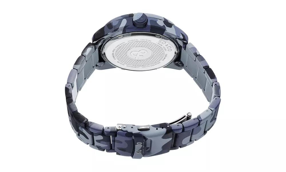 So & Co New York Men's SoHo Army Print Luminous Watch - Second Medium