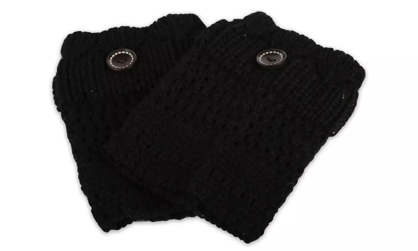 iMounTEK Women's Winter Crochet Knit Boot Button Sock Topper Cuff Leg Warmers
