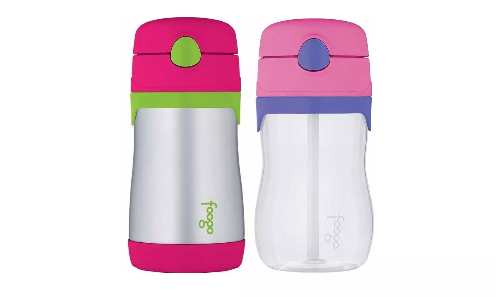 Thermos Foogo 10oz Straw Bottle Pink/Green & 11oz Bottle Pink/Purple - Primary Image