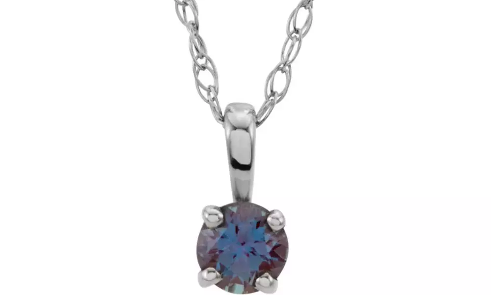 14K WHITE IMITATION ALEXANDRITE  JUNE  BIRTHSTONE 14 NECKLACE - Primary Image