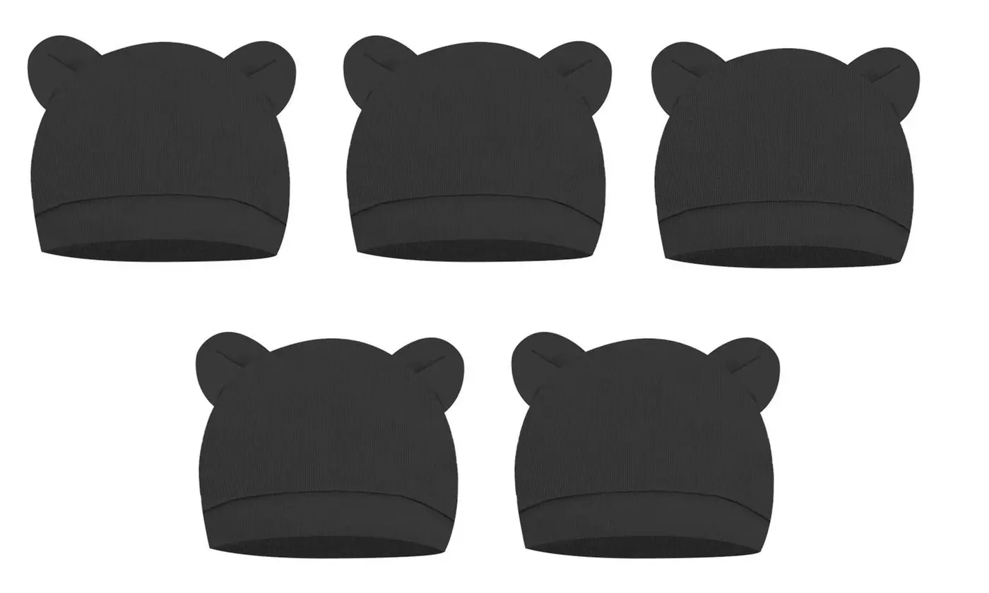5 Pieces Newborn Baby Hats Bear Ears Infant Beanie Caps