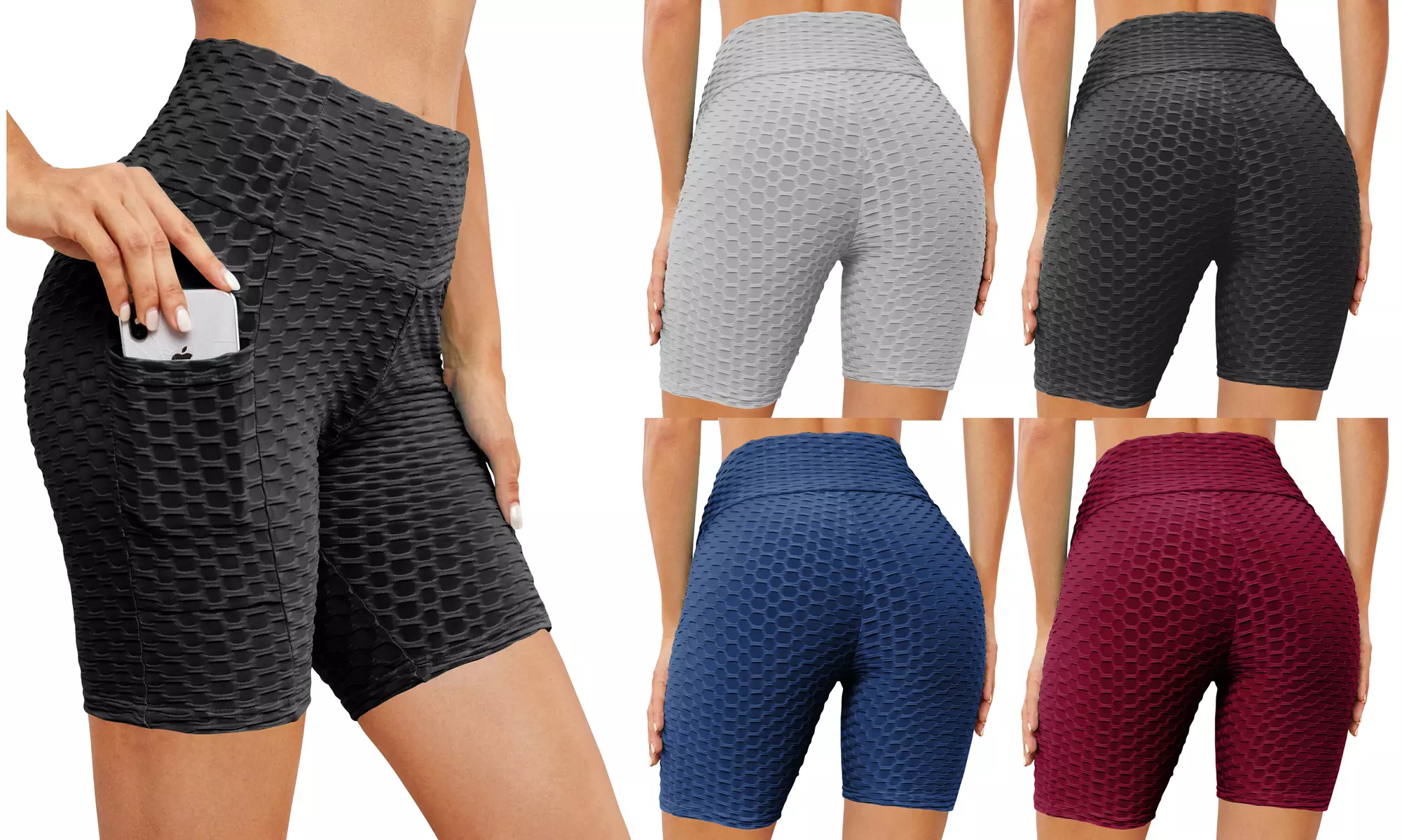 Women's High-Waist Butt Lifting Biker Shorts with Pockets - Primary Image
