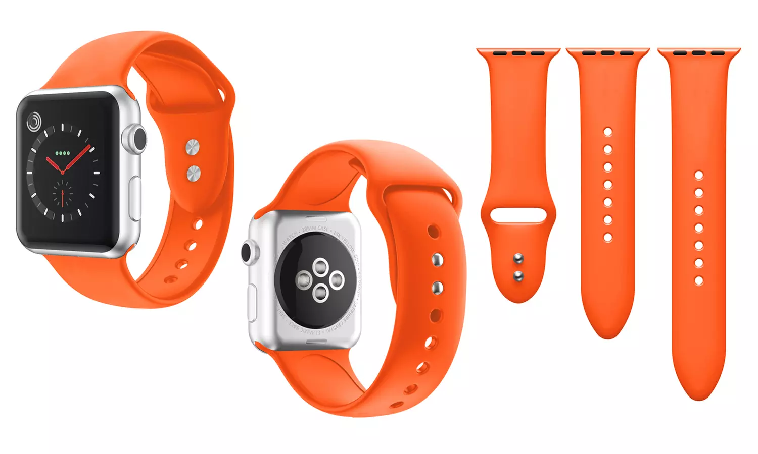 Smooth Silicone Replacement Strap for Apple Watch 1,2,3, & 4 (3-pieces Pack) - Second Medium