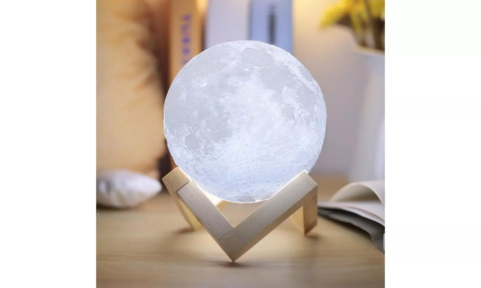 3D Moon Lamp Moonlight USB LED Night Lunar Light Touch Color Changing 15cm - Primary Image