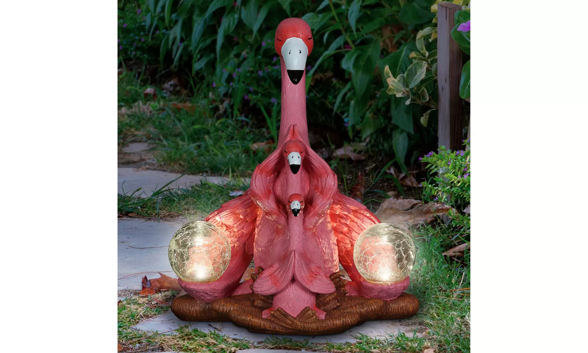 Exhart Meditating Yoga Flamingos Garden Statues, 16 Inch - Primary Image