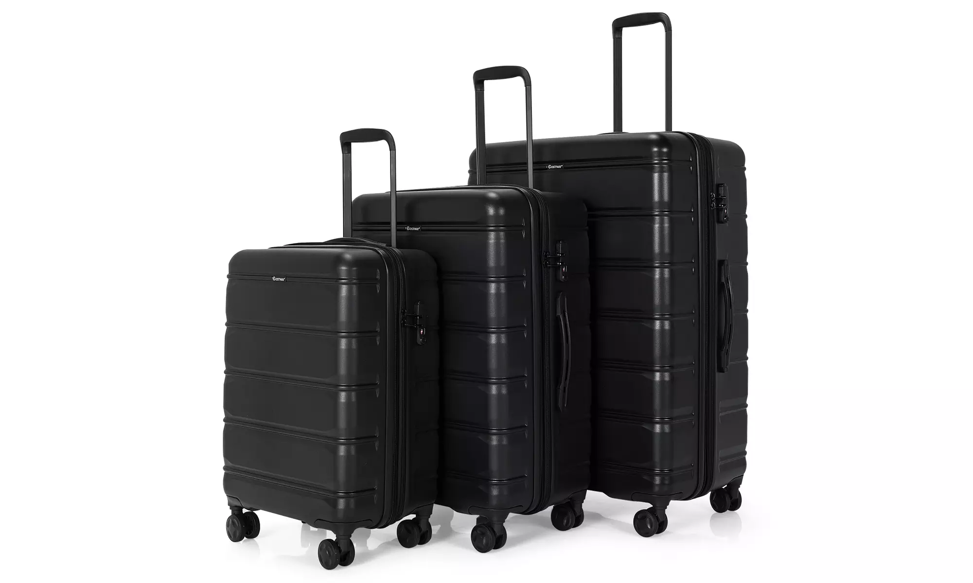 Costway 3 Piece Hardshell Luggage Set pandable Suitcase TSA Lock Spinner Wheels