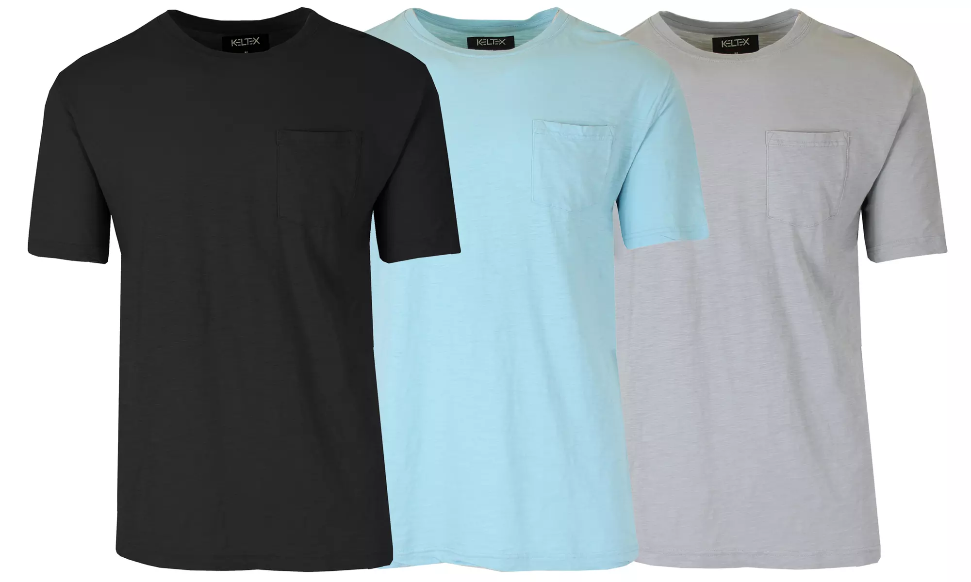 Men's 3-Pack Short Sleeve Cotton Crew Neck Tee with Chest Pocket  (XS-XL)