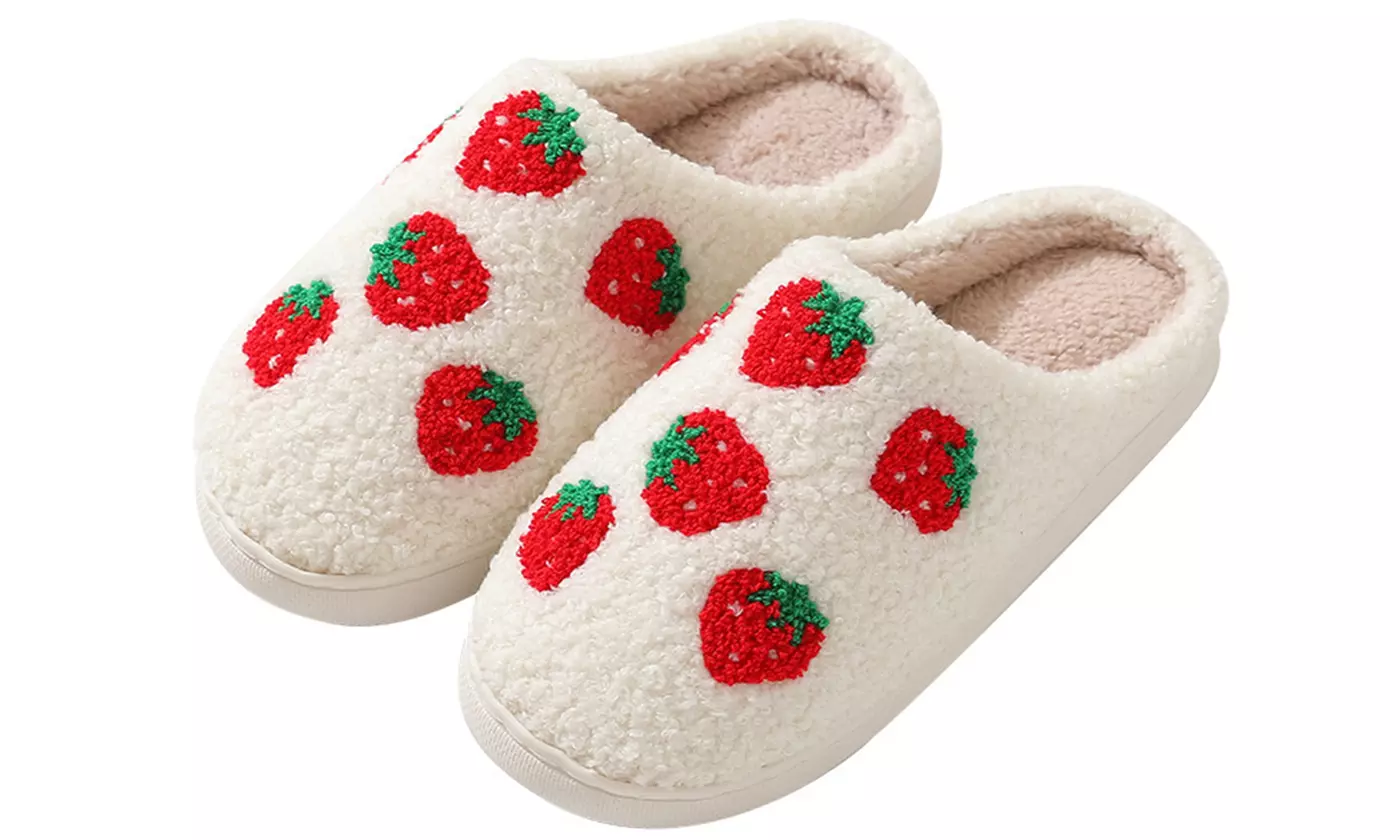Strawberry Slippers Cute Comfy Bedroom Slippers Warm Soft Memory Foam Slippers 