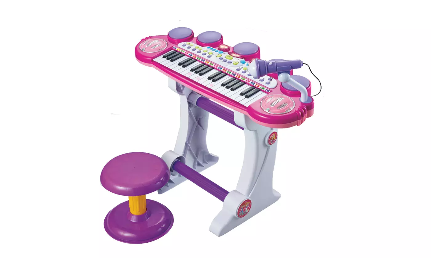 Kids Electronic Keyboard Piano Toy  37 Keys with Microphone and Stool - Second Medium