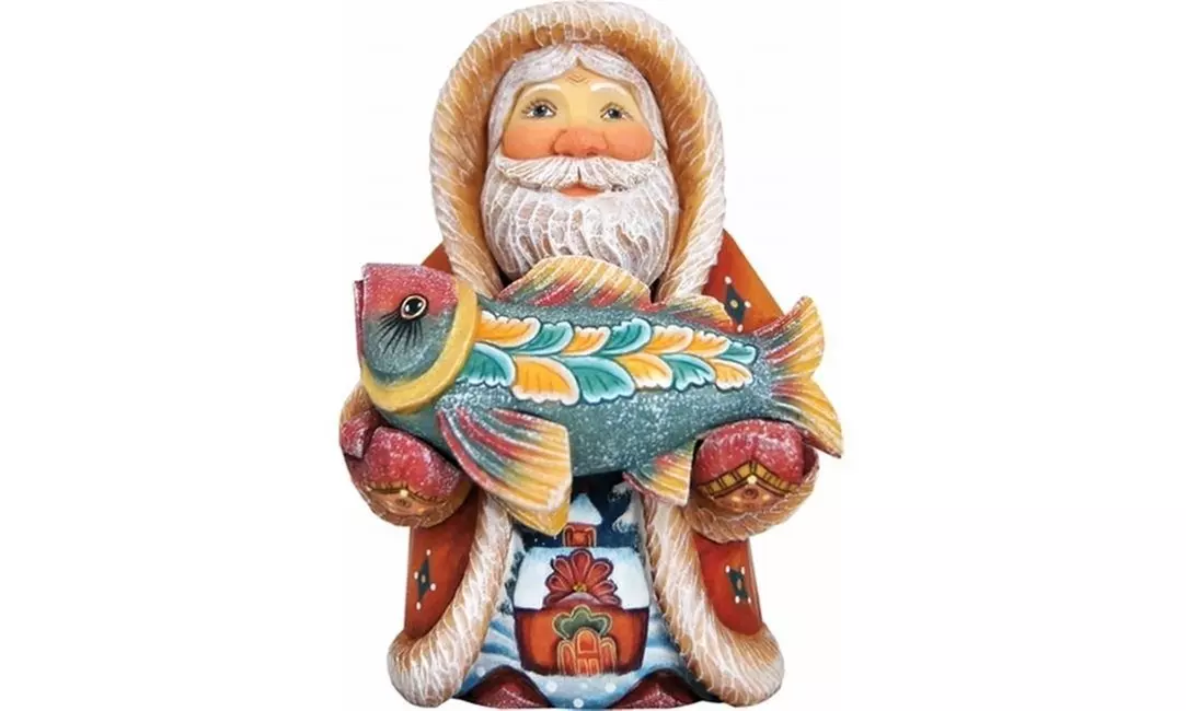 G.Debrekht 515202 Derevo Collection Native Santa with Fish 5 in. - Primary Image