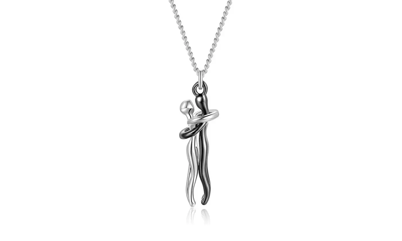 Two Lovers Affectionate Hug Necklace for Couples
