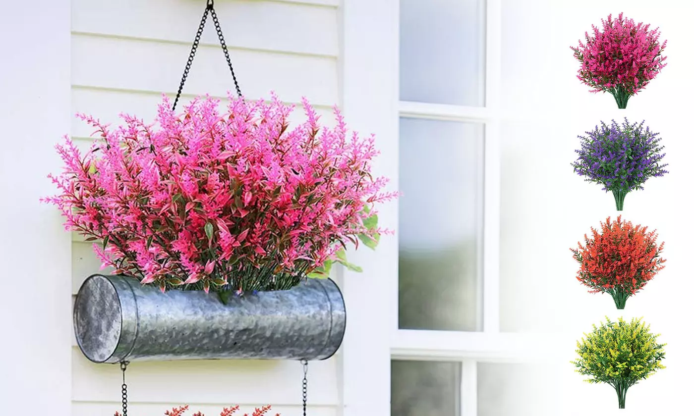 8 Pcs Artificial Flowers Fake Plants Decor Vine Hanging Outdoor Home Garden - Primary Image